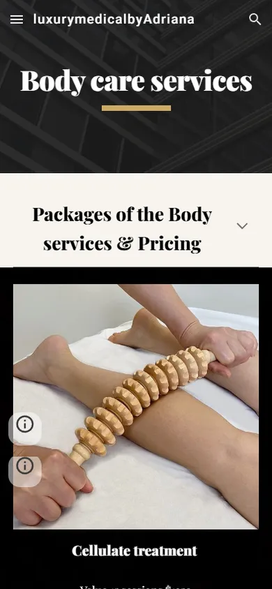 Their site, September 2026: Luxury Medical Estheticians, on a phone